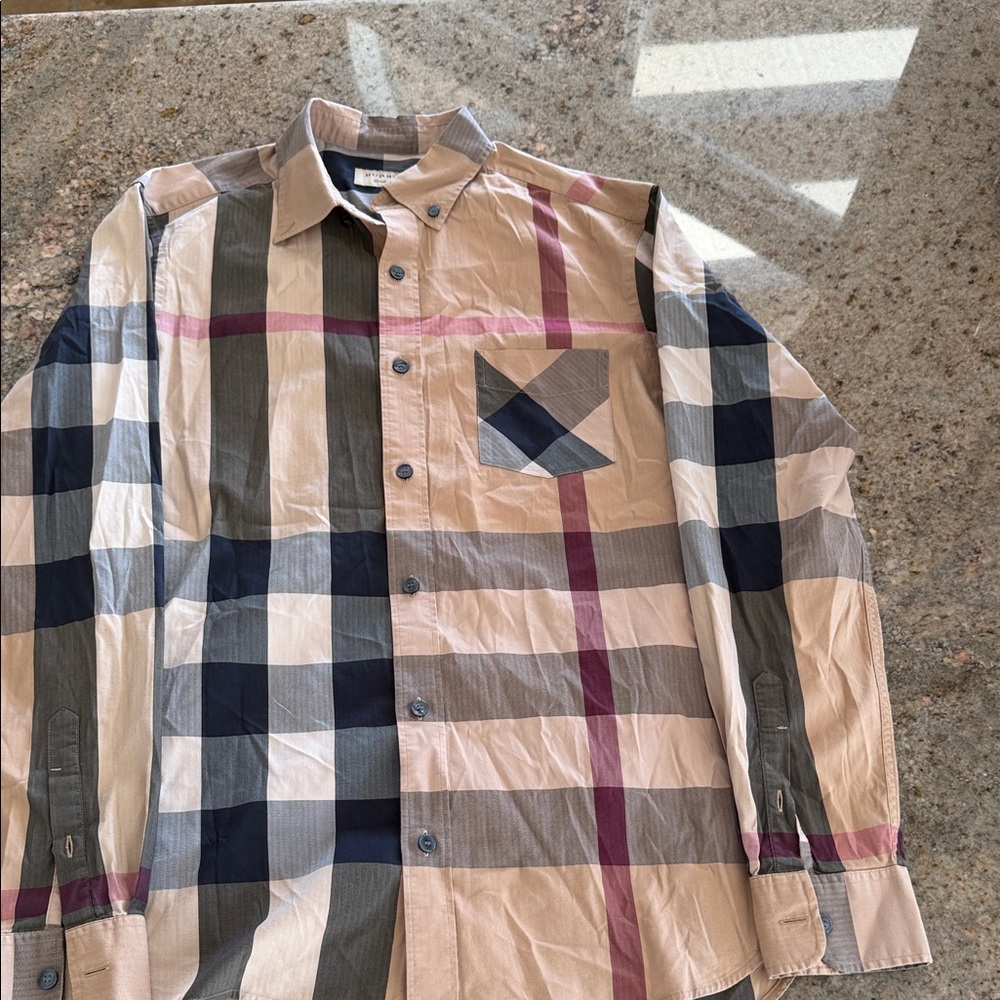 Burberry Multicolor Plaid Button Down Shirt